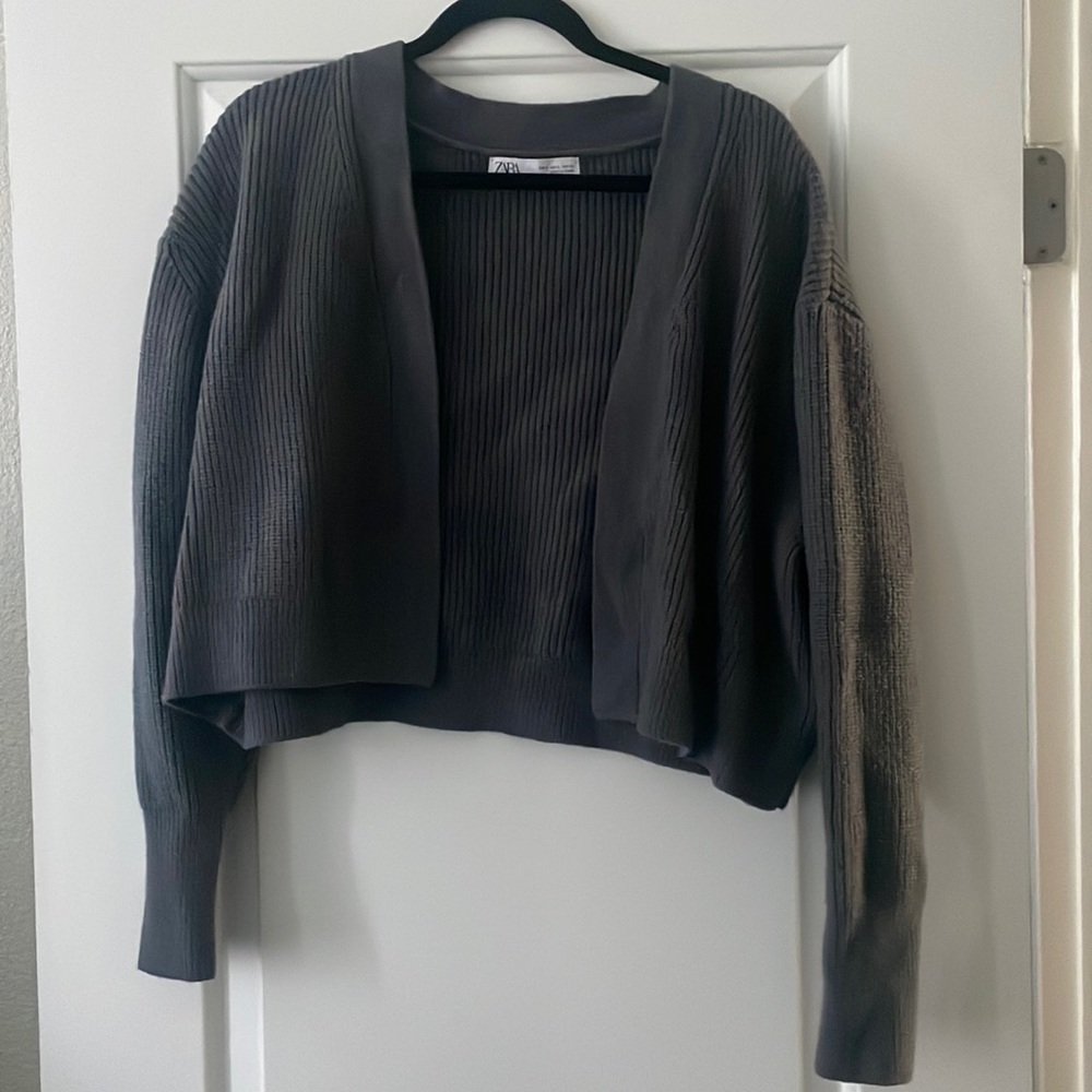Zara gray knit cardigan sweater womens size large